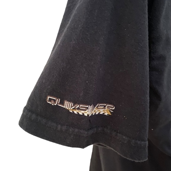 QUIKSILVER Surf Black & Gold Logo Tee Shirt Men L Large - Picture 4 of 7